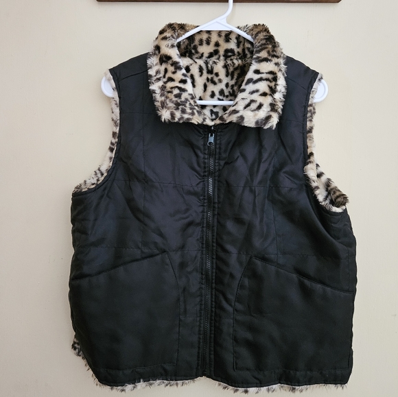 Y2K | Women's Vest | L | Leopard | Black | Reversible | Pacific Rose | Vintage - Picture 2 of 12